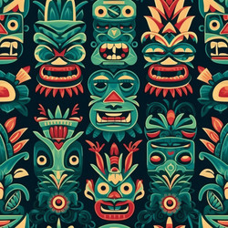 Баннер с красочным рисунком маски Тики. Генерировать искусственный интеллект - yliv