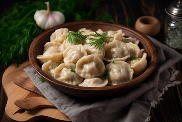 Миска для пельменей с мясными клецками. Генерировать искусственный интеллект - yliv