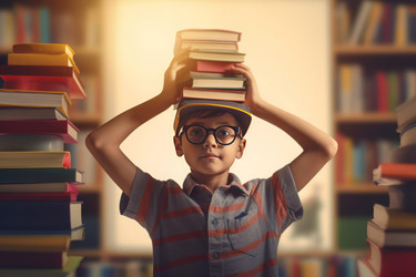 Дети с книгами в руках в книжном магазине. Симпатичный образовательный магазин learn study store. Генерировать искусственный интеллект - yliv