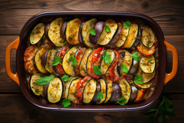 вкусный рататуй в форме для запекания. генеративный контент - yliv