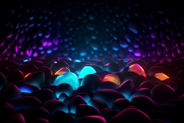 Фантазийные камни, неоновые огни. Генерация ИИ - yliv