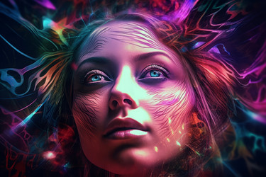 Красочный портрет сюрреалистической женщины. Цветной плакат. Генерация ИИ - yliv