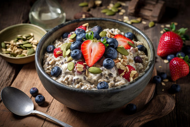 Ягоды мюсли из чиа. Органическая гранола natural bowl snack. Генерировать искусственный интеллект - yliv