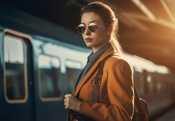 Поезд деловой женщины. Человек на платформе. Генерировать искусственный интеллект - yliv