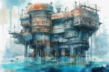 Подводное морское футуристическое поселение. Создать ИИ - yliv