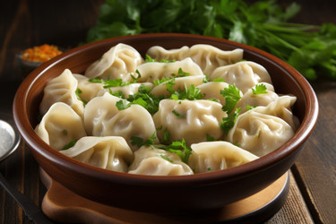 Мясные пельмени русское блюдо из вареных пельменей. глубокий искусственный интеллект - yliv