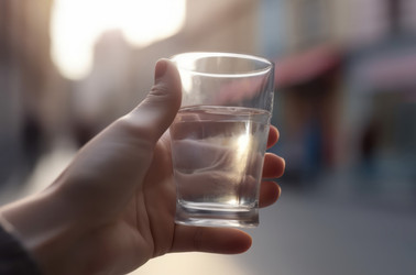 Рука со стаканом воды. Питьевой чистой воды на улицы города. Создать ИИ - yliv