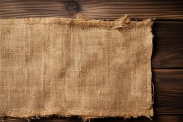 Кусочки мешковины из натуральной ткани для деревянного стола. Генерировать искусственный интеллект - yliv