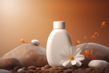 Пластиковый косметический флакон Stones flower с цветами. Генерировать искусственный интеллект - yliv