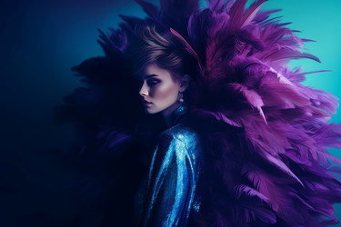 Fashion magazine purple woman. Generate Ai - yliv