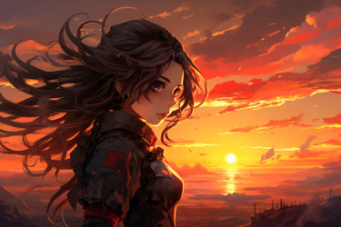 Аниме-визуальная новелла Sunset girl. Генерировать искусственный интеллект - yliv