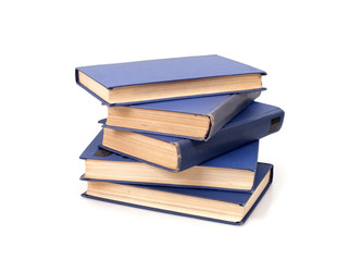 стопка книг в синих обложках со старыми листами, выделенными на белом фоне, вырез готов - Prokrida