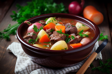 миска для картофельно-мясной похлебки. генеративный контент - yliv