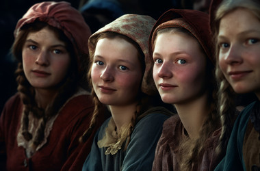 улыбающиеся деревенские девушки-крестьянки. счастливый человек. генеративный контент - yliv