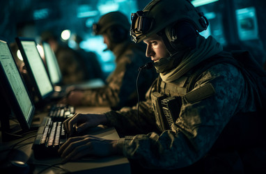 Военная команда обезвреживает компьютерную технику. Генерировать искусственный интеллект - yliv