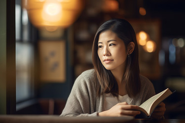 японская женская стрижка, книга для чтения. генеративный контент - yliv