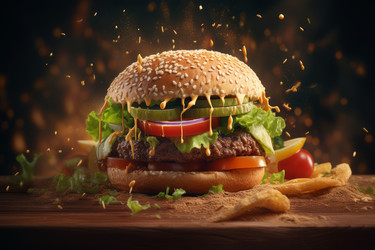 Вкусный гамбургер. Мясо из фаст-фуда. Генерировать искусственный интеллект - yliv