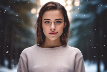 Женщина зимнем лесу снег. Создать ИИ - yliv