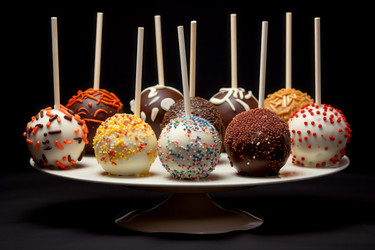 Cake pop dessert on food plate. Generate Ai - yliv