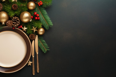 Christmas dinner table setting holiday. Tradition gift. Generate Ai - yliv