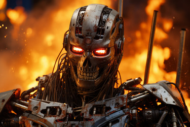 Usa robot fire. Explosive device. Generate Ai - yliv