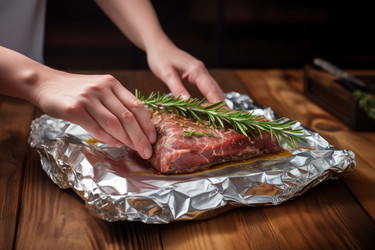 Женщина, посыпающая мясо розмарином. Генерировать искусственный интеллект - yliv