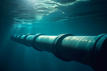 Подводный трубопровод для транспортировки топлива. Энергетический газ для океанских труб. Генерировать искусственный интеллект - yliv