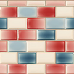 Subway tile wall banner red blue color. Ceramic brick clean frame design. Generate Ai - yliv