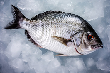Seabream fish ice food. Generate Ai - yliv
