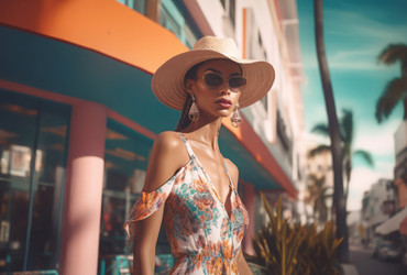 Летняя пляжная приталенная модель tropical. Генерировать искусственный интеллект - yliv