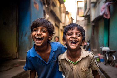 Играющие индийские дети. Генерировать искусственный интеллект - yliv