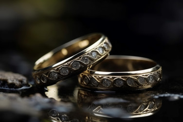 Wedding rings selective focus fashion. Generate Ai - yliv