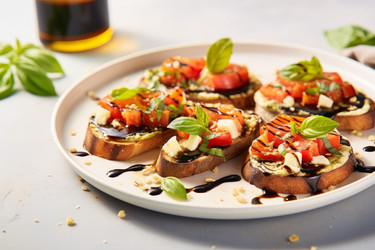 вкусные брускетты с бальзамическим уксусом. генеративный контент - yliv