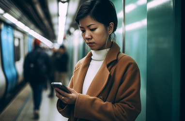женщина, пользующаяся смартфоном. генеративный контент - yliv