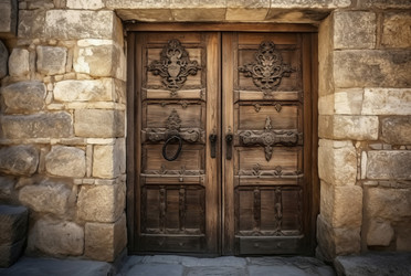 старинная деревянная дверь со старинным декором. генеративный контент - yliv