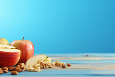 Ломтик свежего яблока с арахисовым маслом organic nutrition. Нарежьте сырую сладкую вкусную пищу. Генерировать искусственный интеллект - yliv
