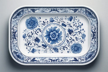 Тарелка скандинавской росписи blue art. Декоративный керамический дизайн в старинном стиле. Генерировать искусственный интеллект - yliv