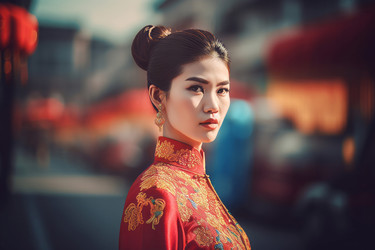 Китайская фотомодель в ципао. Генерировать искусственный интеллект - yliv