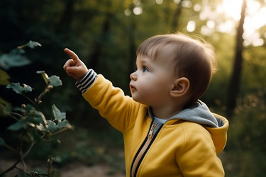 Child explore nature. Happy travel search fun play. Generate Ai - yliv
