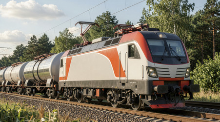 электровоз, тянущий автоцистерны - Vvicca