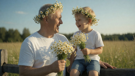 радостные дедушка и внук делятся моментами на природе - Vvicca