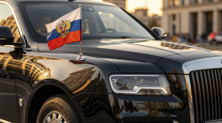 роскошный автомобиль с российским флагом - Vvicca