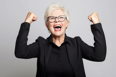 Senior woman showing victory. Generate Ai - yliv