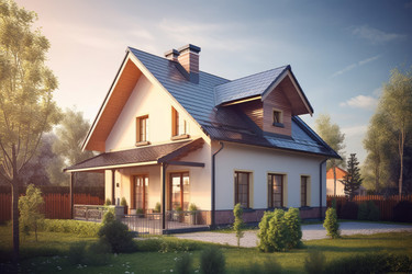 загородный дом с фотоэлектрической системой. генеративный контент - yliv