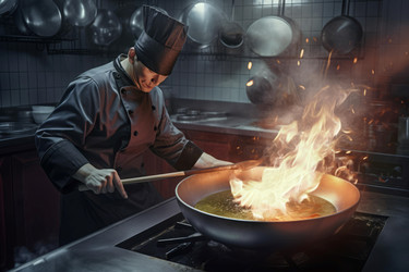 шеф-повар, одетый в черное, профессиональный кулинар. генеративный контент - yliv