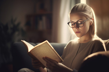 европейская женщина читает книгу. генеративный контент - yliv