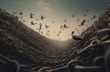 Концепция Freedom chains birds меняется. Природа, животный мир, птица преображаются. Генерировать искусственный интеллект - yliv