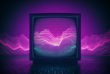 ретро-телевизор с фиолетовой волной. генеративный контент - yliv