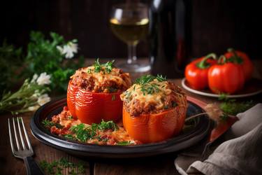 Подаем фаршированный перец с рисом и мясом. Генерировать искусственный интеллект - yliv