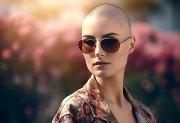 Модная женская прическа buzz cute. Лицо, голова, короткие губы лесбиянки. Генерировать искусственный интеллект - yliv